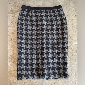 BODEN Wool Blend Houndstooth Pencil Midi Skirt